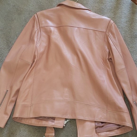 🍭🍭Theory HOST PICK pink REAL GENUINE leather jacket 🍭🍭NWOT - Picture 4 of 6